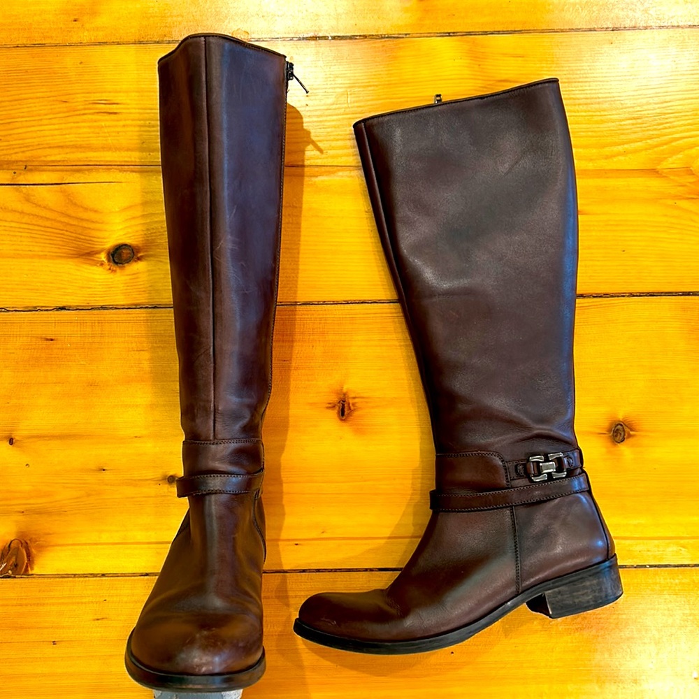 Brown leather knee high boots 38
